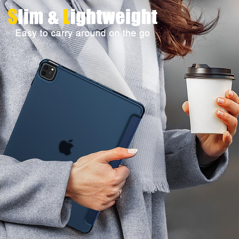2024 Apple ipad  Air 13 M2  Case- Clear Hard PC Back Shell Shockproof Lightweight Slim Trifold Stand iPad Case, Auto Sleep/Wake